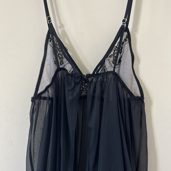 Victoria’s Secret Black Lace Babydoll Pink Lace Detail Lingerie Top Size Medium - Picture 6 of 10